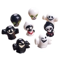 8-piece set of 3D Halloween ghost and skull figurines in white and black resin - 8-Style Set / Mixed Colors