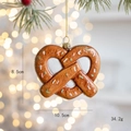 Gingerbread pretzel heart ornament for Christmas tree with cream and colorful sprinkles - Heart Pretzel