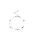 Elegante bracciale in argento S925 oro rosa con cinque zirconi a cuore iridescenti - Oro rosa