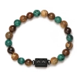 Elastisches Perlenarmband mit Tigerauge-Steinen und graviertem Waage-Sternzeichen - Waage