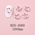 Détail de bijoux d'ongles couronne de Noël argentés avec strass roses et perles blanches - Style Grande Couronne Strass Rose Base Argentée(AH88)