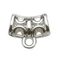 Hollow silver alloy bail bead connector with large 4mm hole and bottom loop for DIY jewelry - Bright Silver Connector 9x12mm (Hole 4mm)