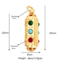 24k gold-plated evil eye pendant with green and blue gems, measurements 25x8mm - Gold Multi-gem Cylinder Style (K087187L1K2-Colorful)