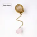 SUS304 tea infuser with raw rose quartz crystal pendant in elegant gold finish - Rose Quartz (Gold)