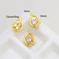 Detail of vintage heart charms with teardrop zirconia in 14x9mm gold plating - 2# 18K Gold Plated Hollow Heart