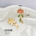 Detailed macro view of enamel rose pendant for jewelry making with dimension markers - 4500# Rose