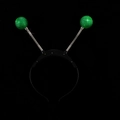 Detail von leuchtendem Alien-Augapfel-Stirnband mit grünen Glitzerkugeln auf Federn - Grün