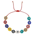 Handmade red cord evil eye bracelet with colorful beads and adjustable slide knot - Multi-colored Bead Red String (QT-B200005A)