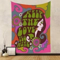 Psychedelic floral tapestry with Keep The Love Flowing text on a modern grey wall - Gt220202-30 / 73*95CM (Cross-border Brushed)