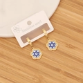 Gold stainless steel evil eye heart drop earrings with blue enamel flower detail - 7# Flower Shape Evil Eye