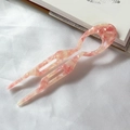 Pink marble acetate U-shaped hair pin hair fork for elegant bun styling and updo - Pink Floral