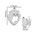 Pendentifs bouclier argenté et aile strass en acier inoxydable doré 18 carats avec tailles - Argent-S19 Bouclier Aile