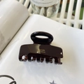 Brown tortoiseshell acetate hair claw clip with golden lettering on a magazine page - Oval Head Square Claw (Approx 5cm) / Coffee