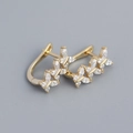 Elegante goldene Schmetterlings-Creolen mit Zirkonia-Kristallen aus s925 Silber - 925er Silber / Goldfarbe (Paar)