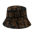 Dicker Angora-Fischerhut aus Kunstpelz mit braun-schwarzem Leopardenmuster für den Winter - 56cm-58cm / Braun