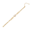 Elegant gold stainless steel bracelet featuring an emerald heart charm and metallic beads - White Heart Style (4# Heart)