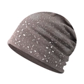 Women's brown knit beanie with silver rhinestones and snowflake patterns for winter warmth - One Size/Adjustable / Khaki With Snowflake Rhinestone
