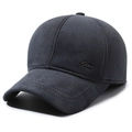 Winter-Baseballkappe für Herren in Dunkelgrau mit Fleece-Futter und Ohrenschutz - Verstellbar / Metall-Buchstaben-Label Grau