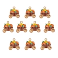Detailed view of ten enamel pumpkin harvest carriage charms for Thanksgiving DIY jewelry - Style 6 Thanksgiving Pumpkin Cart/10Pcs
