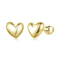 Polished minimalist 925 sterling silver heart screw back stud earrings in golden finish - Heart / Gold