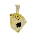 Pendaglio carte da poker dorate con strass scintillanti per collana hip-hop da uomo - Solo ciondolo / Oro