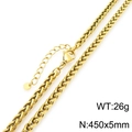 Chaîne épi en acier inoxydable doré, 450mm de long et 5mm de large, avec fermoir mousqueton - Or-450x5mm(KN298018-Z)