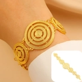 Vintage Armband im nahöstlichen Stil aus goldfarbenem Metall mit strukturierten Kreisen - Goldene Konzentrische Kreisstruktur Armband (2298) / Gold