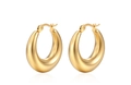 Orecchini a mezzaluna vuoti placcati in oro 18 carati stile francese per donna dorati - Oro 25mm-Ago Piatto