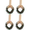 Set di 4 mini ghirlande natalizie con bacche rosse e fiocchi di iuta su sfondo bianco - Nastro di Iuta / Set di 4