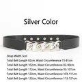 Cintura da donna stile punk con decorazione a catena argento per abiti e blazer - 92cm / Nero/Argento