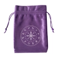 Deep purple velvet tarot pouch with white zodiac constellation print and drawstring - New Twelve Zodiac/Purple