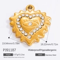 18k gold plated stainless steel heart charm with evil eye and white rhinestones - Gold Evil Eye Heart Pendant(PJ91187)