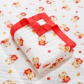 Soft cotton gauze baby swaddle blanket with cartoon dragon print and red piping edge - 4-Layer Wide Edge 110*110cm / Dragon Fortune