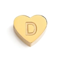 Golden stainless steel heart pendant with letter D engraving for DIY jewelry - Letter D (Gold)