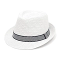 Witte strooien fedora hoed met blauw gestreepte band voor zomerse zonbescherming - 58cm / Wit