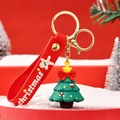 Weihnachtsbaum Schlüsselanhänger mit rotem Band und Goldschließe im Winter-Stil - Stern (Weihnachtsbaum)