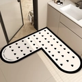 Tappeto da bagno assorbente a L beige con motivi a cuore neri e scritte decorative - Forma L Piccoli Cuori (Design D) / 70x70cm (Pelle Assorbente)