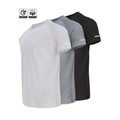 Men's breathable quick dry sports T-shirts in white, grey, and black for gym training - S / White, Grey and Black