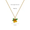 Detail of Christmas necklace with gold bell and green leaves, 39cm chain length and 3g weight - Bell