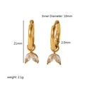 Detailed dimensions showing 21mm height and 10mm inner diameter for gold leaf hoop earrings - Small Leaf Style (TE6383-WT)
