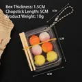 Mini dollhouse lunch box toy with colorful simulation peach balls and metal chain - Box + Chopsticks + 2 Orange Peaches + 2 Pink Peaches + 2 Yellow Peaches