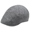 Béret en coton lin respirant gris chiné avec texture tissée de style vintage chic - Ajustable (57-61cm) / gris foncé