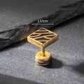 Macro shot of 1.17cm square gold steel stud with black textured inlay and secure screw back - Geometric Square Line Style (S174)