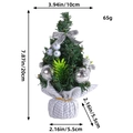 Mini silver Christmas tree 20cm height with berries and burlap base for desk decor - Silver