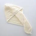 Absorbent coral fleece hair drying towel in cream yellow with button fastener - Hair Drying Cap (25x65cm) / Yellow
