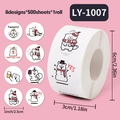 Roll of 500 cute Christmas bear stickers with 8 designs for scrapbooking and gifts - LY-1007 (Winter Bear)