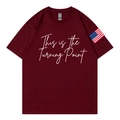 T-shirt bordeaux con stampa This is the Turning Point e patch con bandiera sulla manica - S / Borgogna
