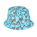 Light blue bucket hat with yellow cartoon duck pattern for casual outdoor sun protection - M (55-58cm) / Blue Duck