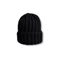 Close-up of black knitted beanie showing vertical thick ribbed texture and folded cuff detail - M (56-58cm) / Black