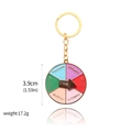Rainbow mood spinning keychain with inspirational quotes and gold enamel daisy wheel - Motivational Turntable (K00754-05)